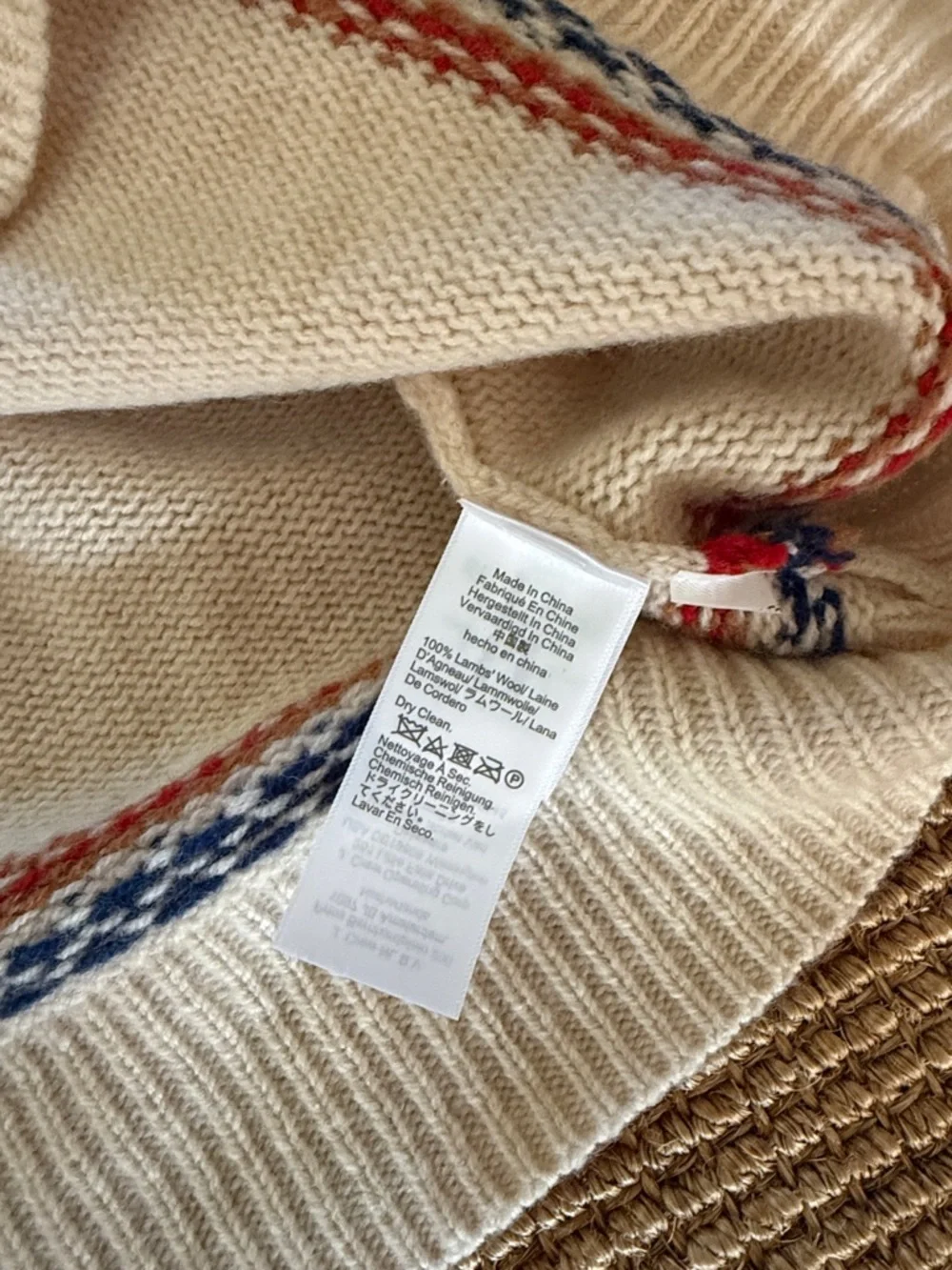 Jcrew Cream Fair Isle Yoke Holiday Sweater XL
